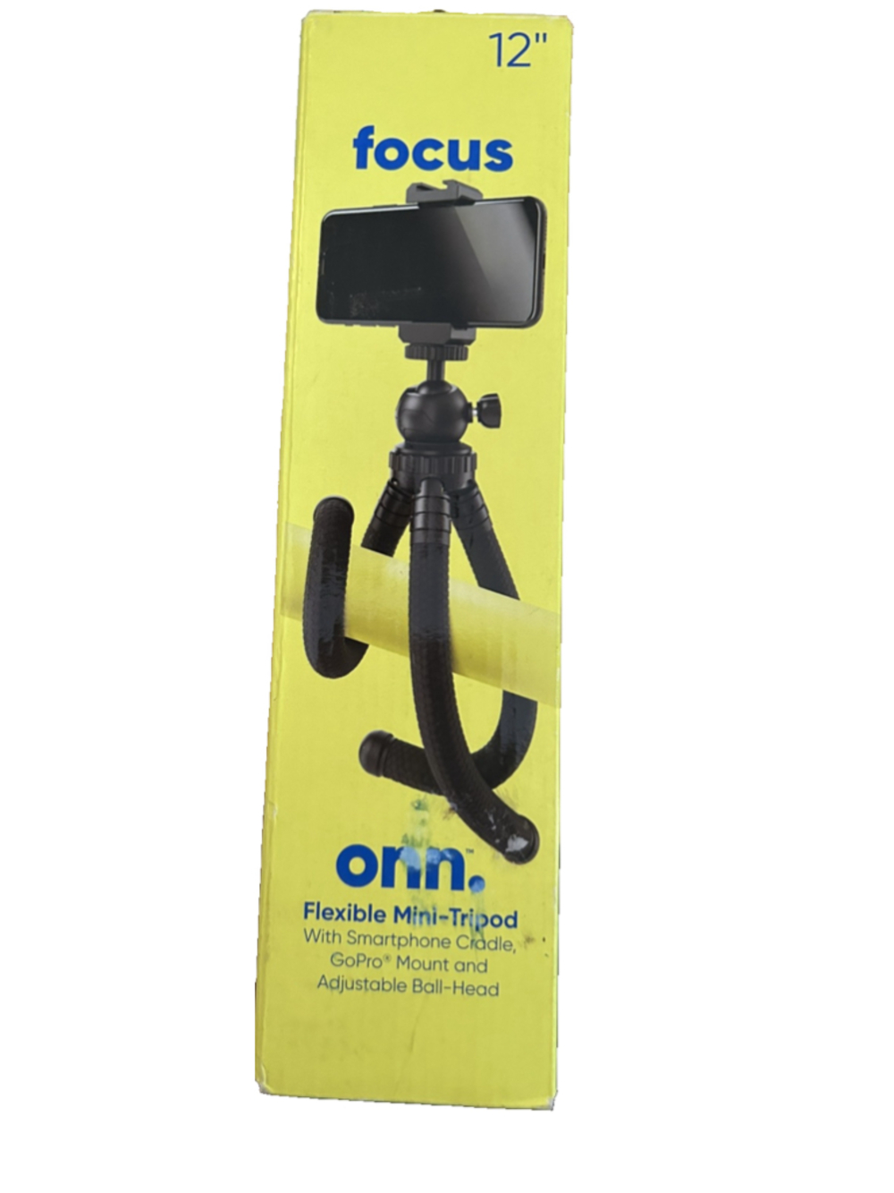 Onn. 12" Adjustable Mini Tripod Stand for Cameras/GoPros/Smartphone Devices